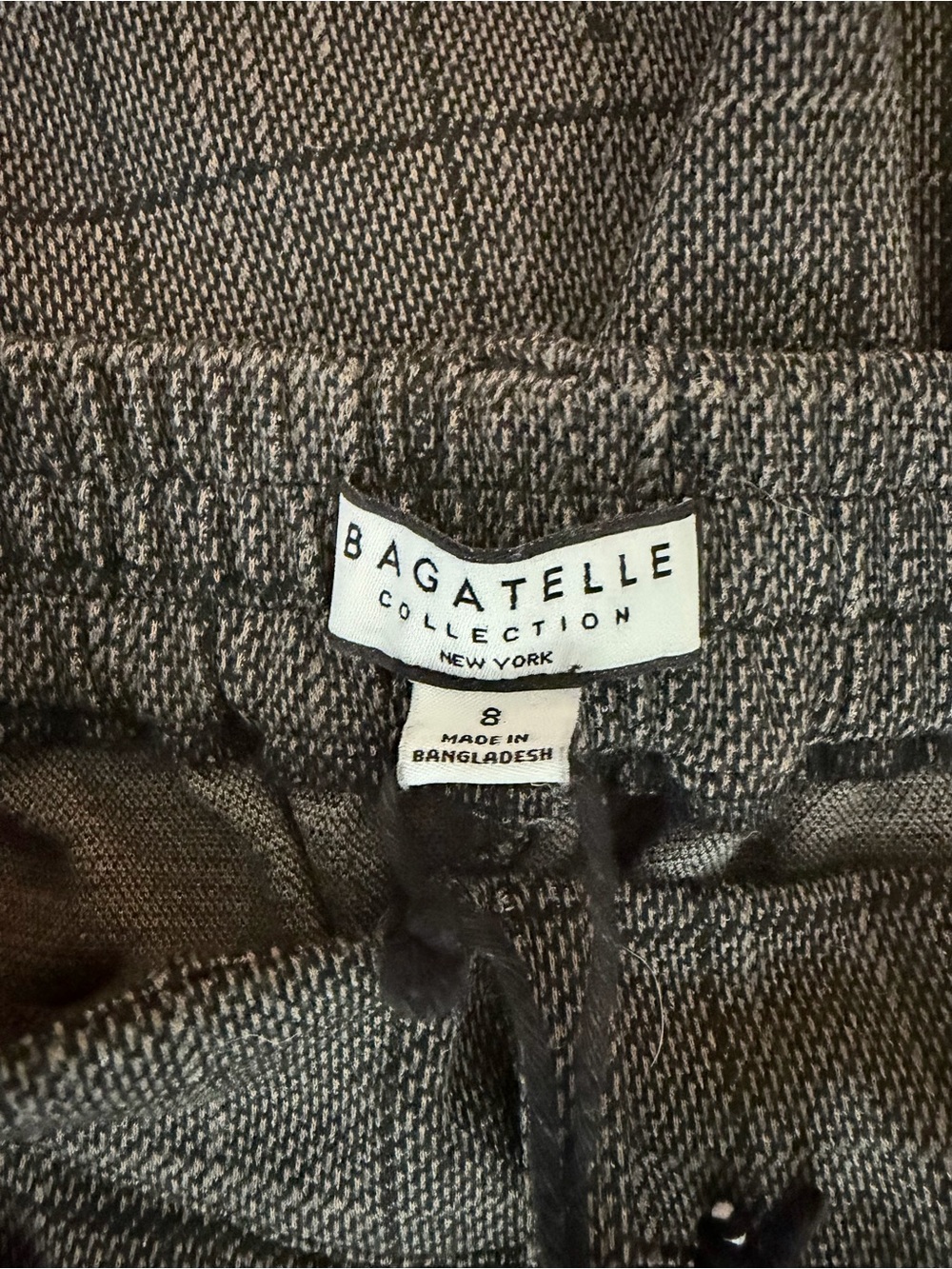 bagatelle Gray Plaid Wide Leg Drawstring Pants - Picture 3 of 3